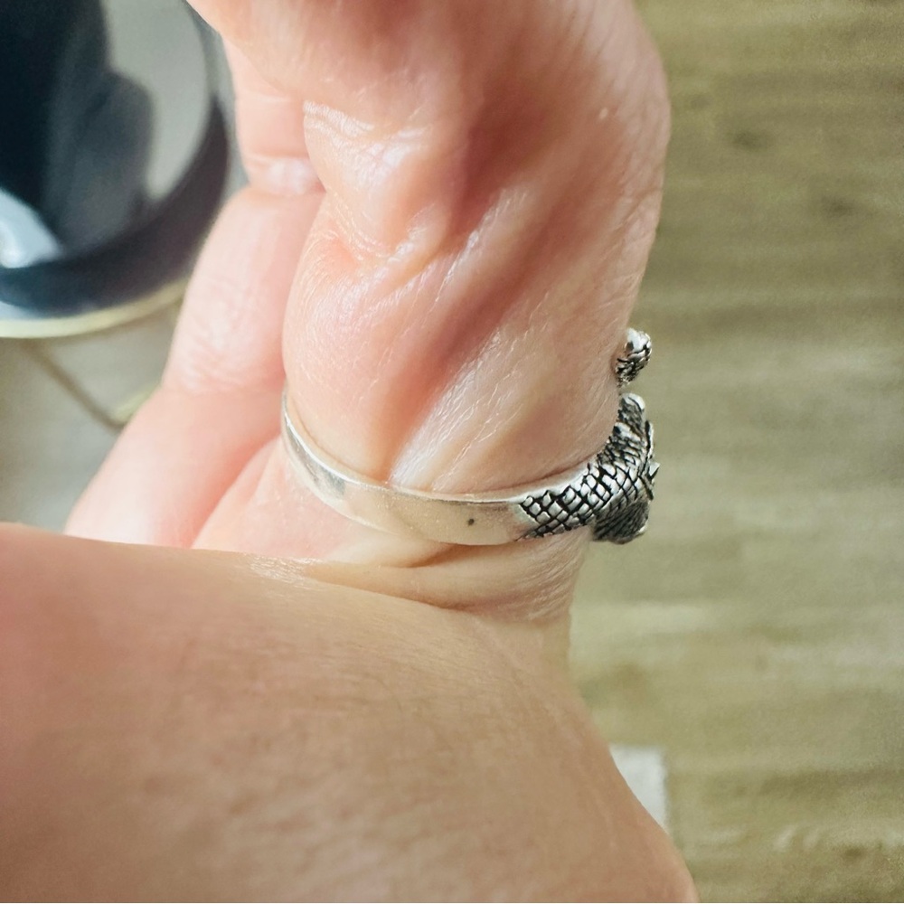 Sterling Silver 925  Snake Ring Red Accents Boho Nature Feminine - Picture 13 of 13